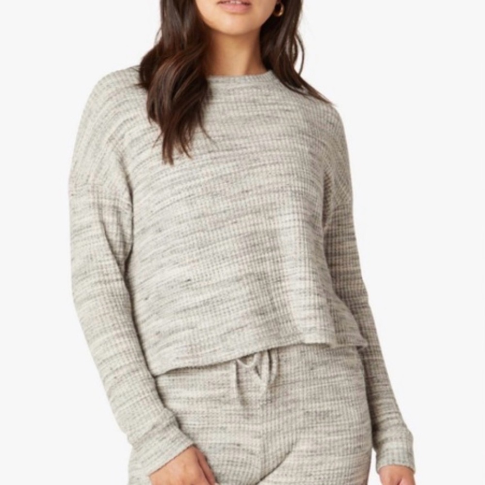 NWOT Beyond Yoga Brushed Up Cropped Knit Long Sleeve Waffle T-Shirt S